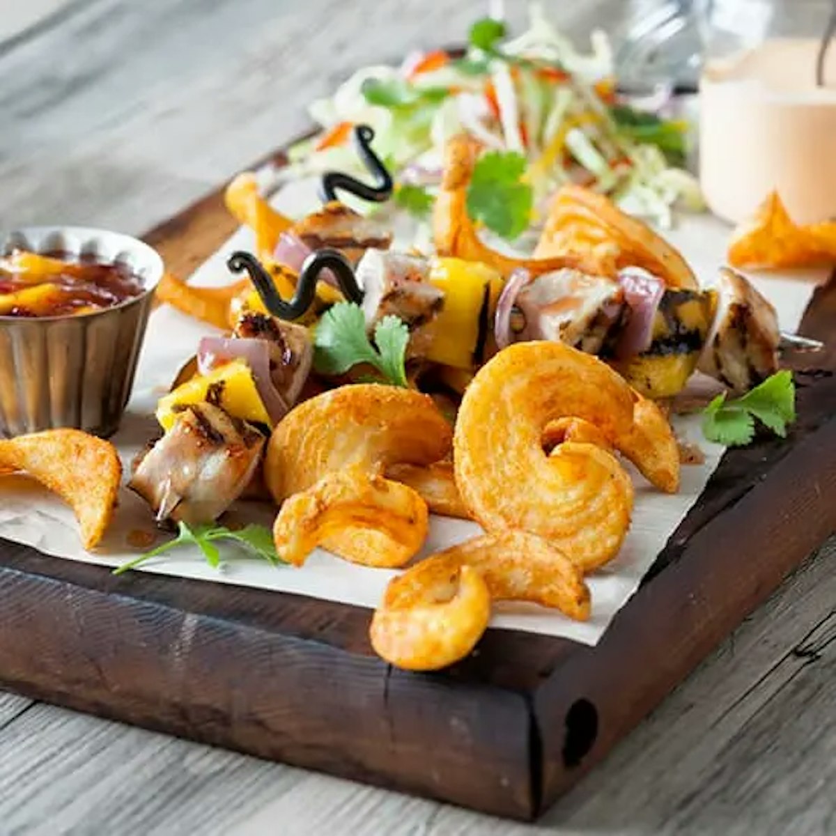 Pork Tenderloin Mango Skewers with SeasonedCrisp JR Buffalos SIDEWINDERS™ Fried Potatoes Recipe Card