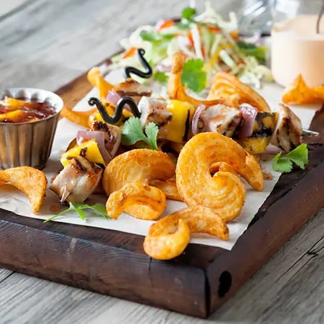 Pork Tenderloin Mango Skewers with SC JR Buffalos SIDEWINDERS Fries.jpg